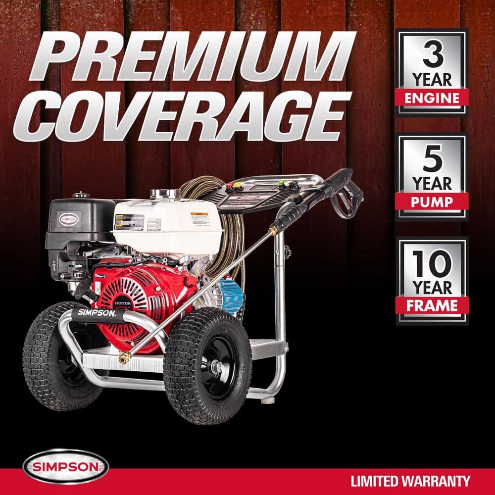 SIMPSON 4200 PSI 4.0 GPM Gas Pressure Washer, Honda GX390 Engine, Aluminum Frame, Commercial Cold Water Power Cleaner ALH4240