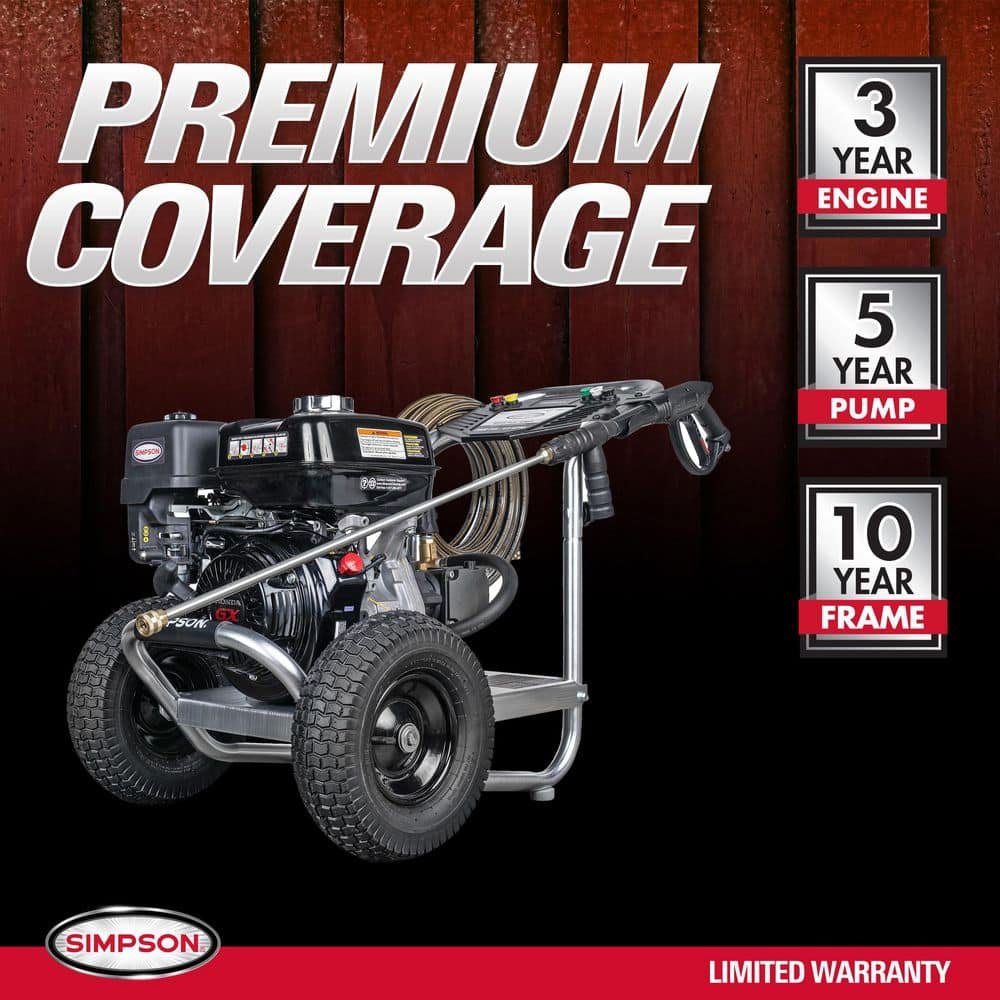 SIMPSON 4400 PSI 4.0 GPM Gas Pressure Washer with Honda GX390 Engine, Heavy-Duty Industrial Cold Water Power Washer IS61028