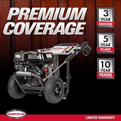 SIMPSON 3300 PSI 2.5 GPM Gas Pressure Washer, HONDA GX200 Engine, Reliable Residential Cold Water Power Washer PS3228-S