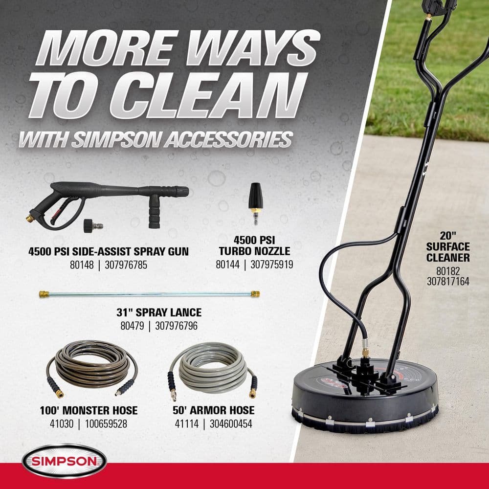 SIMPSON 4400 PSI 4.0 GPM Gas Pressure Washer with CRX420 Engine, Heavy-Duty Commercial Cold Water Power Washer ps60843