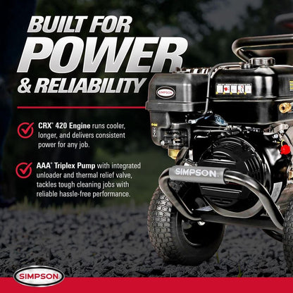SIMPSON 4400 PSI 4.0 GPM Gas Pressure Washer with CRX420 Engine, Heavy-Duty Commercial Cold Water Power Washer ps60843