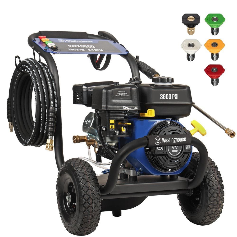 Westinghouse 3600 PSI 2.7 GPM 212cc Gas Powered Triplex Pump Cold Water Pressure Washer with 5-Quick Connect Nozzles WPX3600