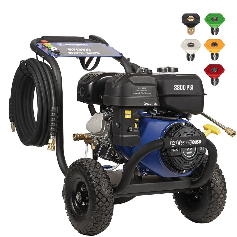 Westinghouse 3800 PSI 3.6 GPM 274cc Gas Powered Triplex Pump Cold Water Pressure Washer with 5-Quick Connect Nozzles WPX3800