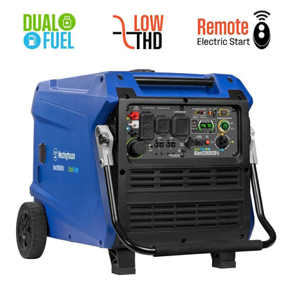 Westinghouse 12,000-Watt Remote Electric Start Dual Fuel Gas and Propane Powered Inverter Generator with CO Sensor iGen12000DFc