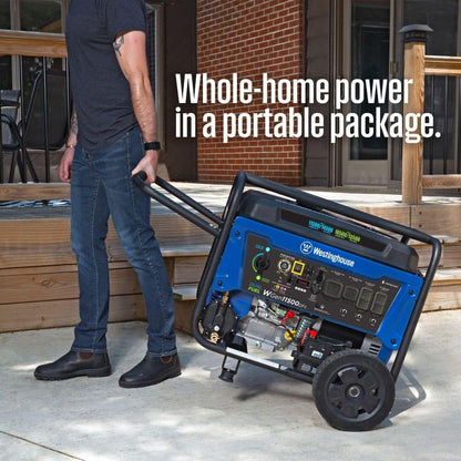 Westinghouse 14,500/11,500-Watt Remote Electric Start Dual Fuel Gas and Propane Portable Generator w/ Low THD, 50A Outlet, CO Sensor WGen11500DFc