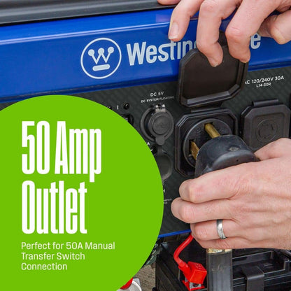 Westinghouse 14,500/11,500-Watt Remote Electric Start Dual Fuel Gas and Propane Portable Generator w/ Low THD, 50A Outlet, CO Sensor WGen11500DFc