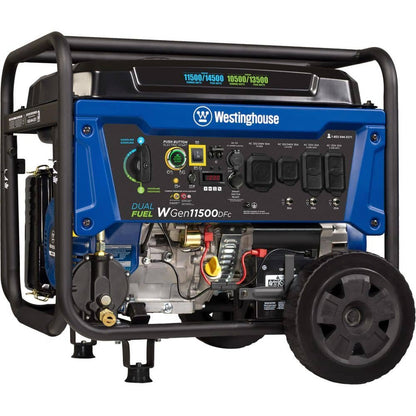 Westinghouse 14,500/11,500-Watt Remote Electric Start Dual Fuel Gas and Propane Portable Generator w/ Low THD, 50A Outlet, CO Sensor WGen11500DFc