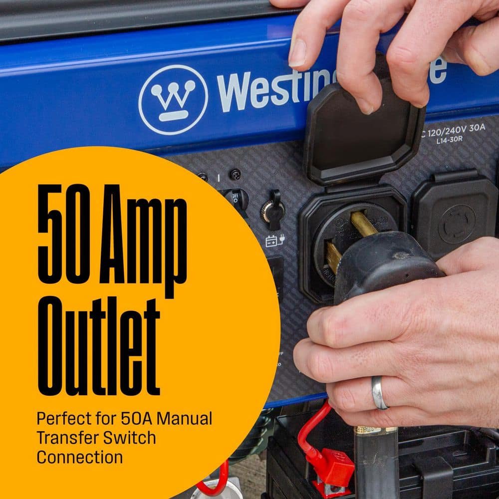 Westinghouse 12,500/9,500-Watt Remote Electric Start Dual Fuel Gas and Propane Powered Portable Generator w/ 50 Amp Outlet, CO Sensor WGen9500DFc