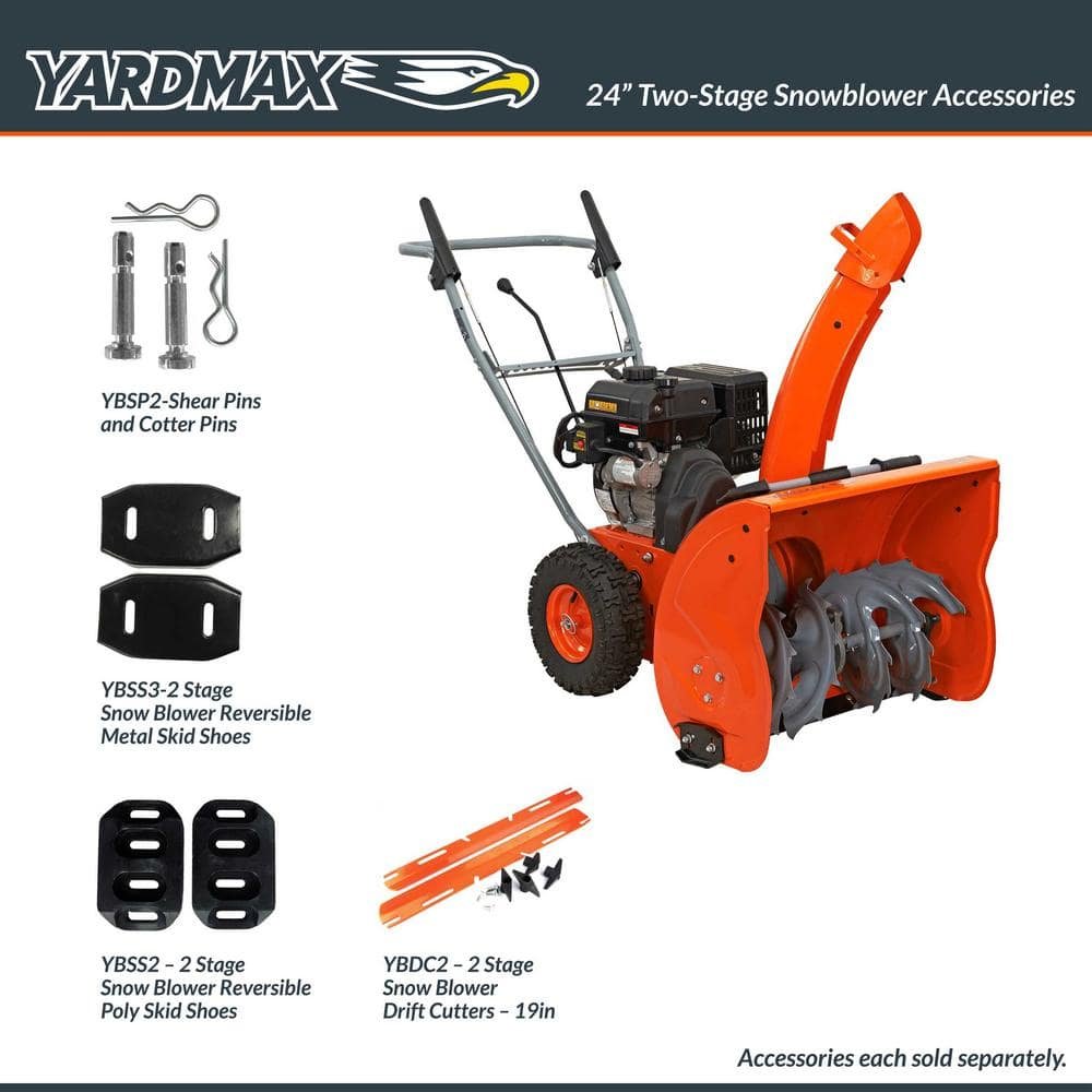 YARDMAX 24 in. 212cc Two-stage Self-propelled Gas Snow Blower with Push-button Electric Start YB6270