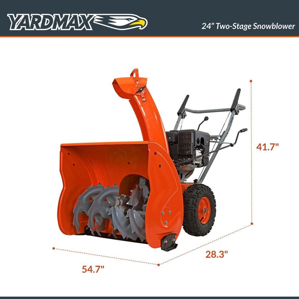 YARDMAX 24 in. 212cc Two-stage Self-propelled Gas Snow Blower with Push-button Electric Start YB6270