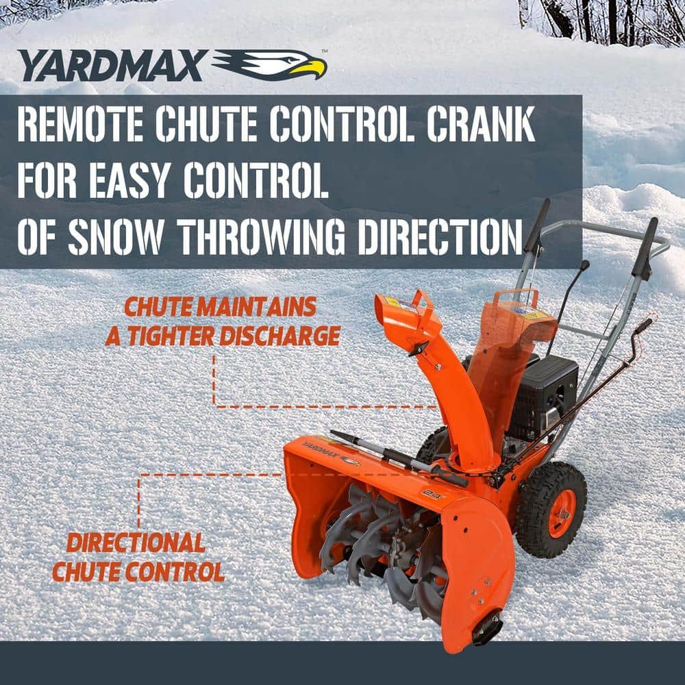 YARDMAX 24 in. 212cc Two-stage Self-propelled Gas Snow Blower with Push-button Electric Start YB6270