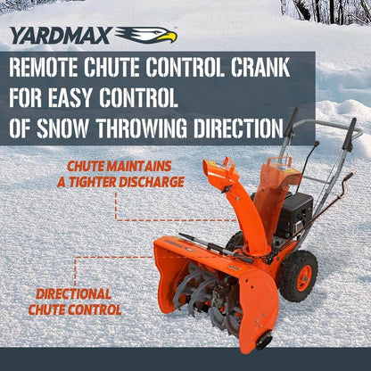 YARDMAX 24 in. 212cc Two-stage Self-propelled Gas Snow Blower with Push-button Electric Start YB6270