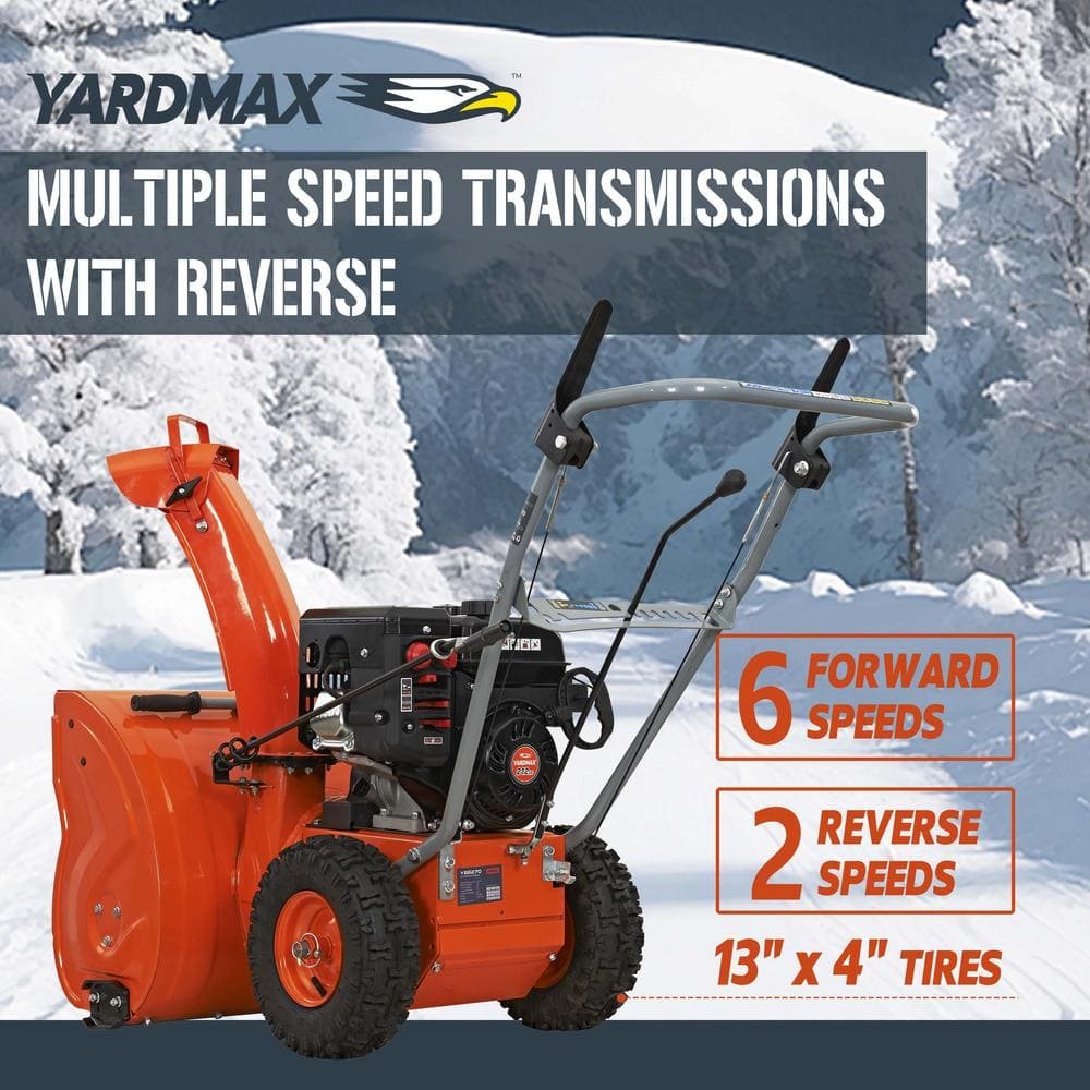 YARDMAX 24 in. 212cc Two-stage Self-propelled Gas Snow Blower with Push-button Electric Start YB6270