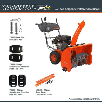 YARDMAX 26 in. 212 cc Two-stage Self-propelled Gas Snow Blower with Push-button Electric Start and Headlight YB6770