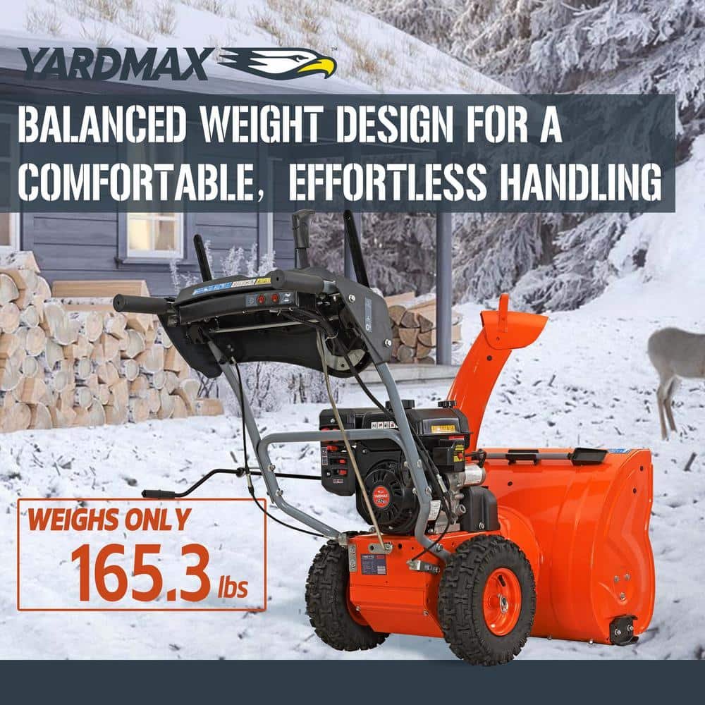 YARDMAX 26 in. 212 cc Two-stage Self-propelled Gas Snow Blower with Push-button Electric Start and Headlight YB6770