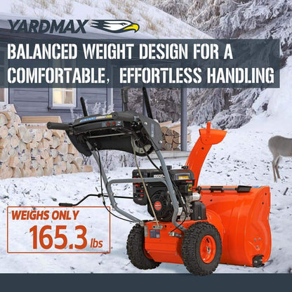 YARDMAX 26 in. 212 cc Two-stage Self-propelled Gas Snow Blower with Push-button Electric Start and Headlight YB6770
