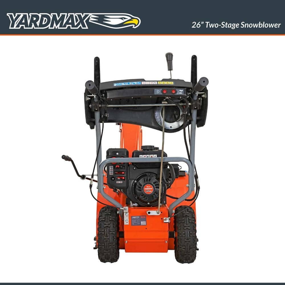 YARDMAX 26 in. 212 cc Two-stage Self-propelled Gas Snow Blower with Push-button Electric Start and Headlight YB6770