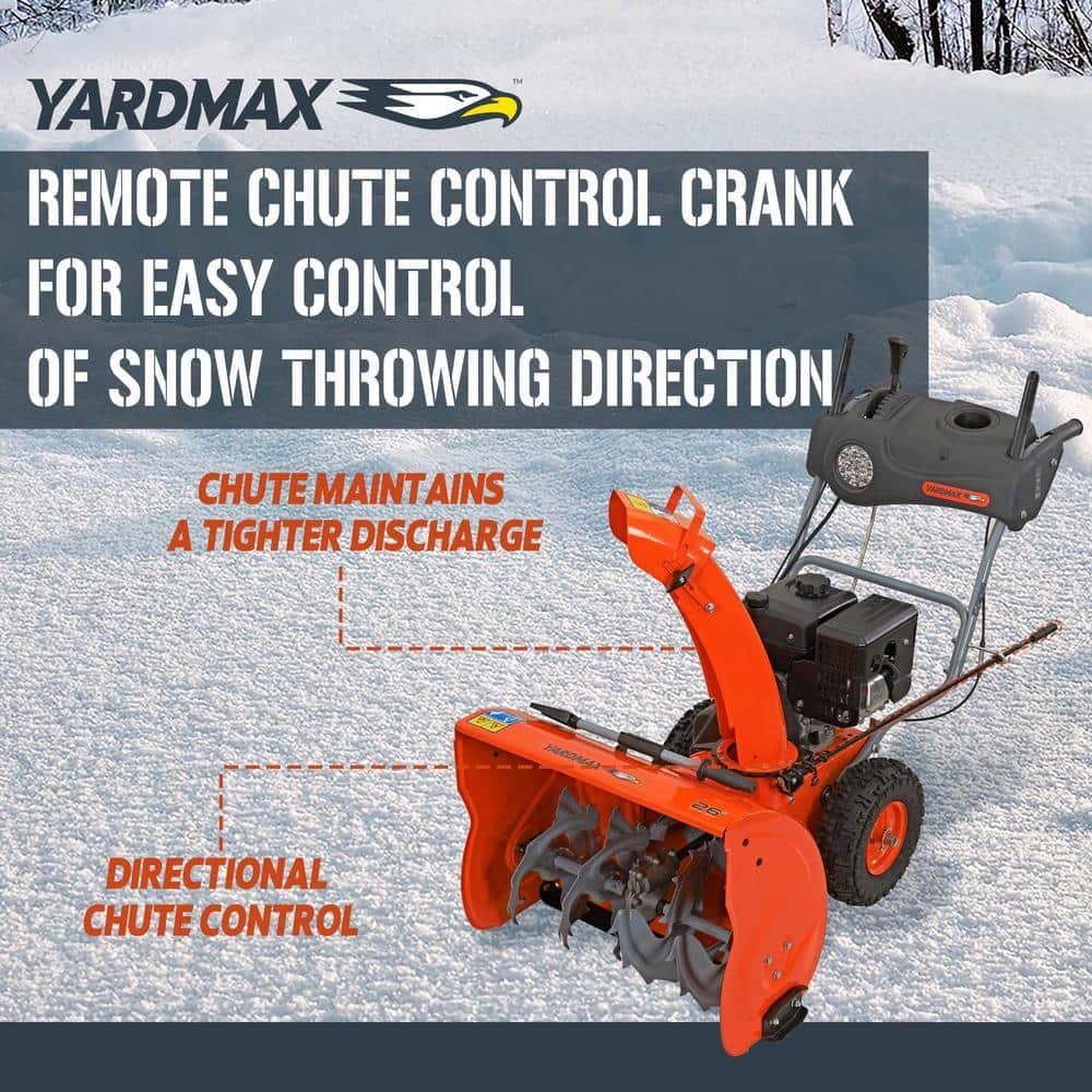 YARDMAX 26 in. 212 cc Two-stage Self-propelled Gas Snow Blower with Push-button Electric Start and Headlight YB6770