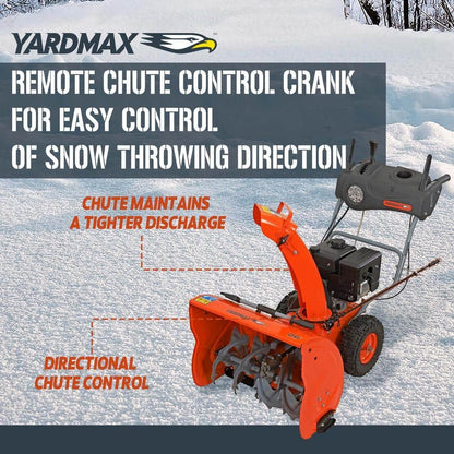 YARDMAX 26 in. 212 cc Two-stage Self-propelled Gas Snow Blower with Push-button Electric Start and Headlight YB6770